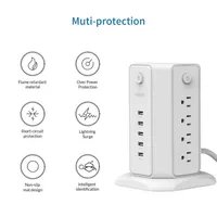 POWER Surge Protector Flat US Plug Power Strip Tower 8AC 5 USB Desktop Charging Station 1 8m Extension Cord for Home Office229W