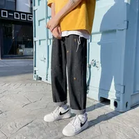 Erkekler Kot Sıçramı Mürekkep Kot pantolon gevşek ve çok yönlü yaz düz pantolon Kore hip hop trend pai capris ucuz kıyafetler çin sokak kıyafetleri l230224