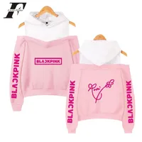 Blackpink Kpop Frauen Offschuldner sexy Mädchen Hoodies Sweatshirt Exklusive Black Pink K Pop Casual Herbst Bare Schulter Y200238m