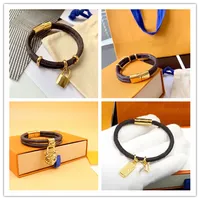 Pulseira de couro de grife para homens Brand Brand Luxury Jewelry Gold Lock Bracelets Men pendente Tiger f￪mea 17cm 19cm 21cm