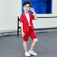 Pojkar 3 stycke Set Suit Model 2022 Summer New Children's Short-Sleeved Coat Shirt Short Handsome Baby Casual Small Suit Perform2252