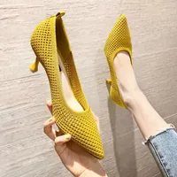 Dress Shoes Women Pumps Summer Comfortable Triangle Heeled Party Shoes Stiletto Sexy Single Shoes Flying Woven Mesh Breathable Women Shoes 230224