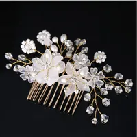 Combinados de cabello de flores para mujeres titulares nupciales accesorios para el cabello de boda perlas diademas para mujer bandeau cheveux acessorios cabelo 241b