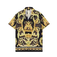Men Designers Blouse Shirts Beach Shorts Men&#039;s Fashion Geometric Letter Print Tshirt Casual Shirts Short Sleeve Turn Down Collar Dress Shirt