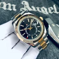 Relógio masculino Designer Relógios de alta qualidade Caixa de borracha preta Oyster Oyster Perpetual 9001 Movimento Aço inoxidável Relógio automático Mechanical 42mm Sky Deller