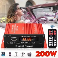 12V 200W 2CH MINI Digital Bluetooth HIFI Audio Power Car Audio Amplificador Stereo Amplifiers FM Radio USB W Remote1256G