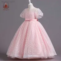 Girl's Dresses Yoliyolei 2022 Summer Princess Girls Dress Puff Sleeve Bridesmaid Children Clothes Long White Party Dress For Kids Girl 8-13Y W0224