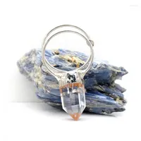 Pendant Necklaces PM42343 Large Clear Crystal Point Hexagonal Prism Quartz Silver Plated Gypsy Goth Jewelry For Women
