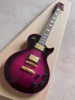 Personalizar LP Purple Flame Maple Top Guitarra Electric Guitar Purple Binding Gold Hardware Venta de tiempo limitado