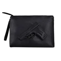 Unique women messenger bags 3D Print Gun Bag Designer Pistol Handbag Black Fashion Shoulder Bag Day Envelope Clutches With Strap305c