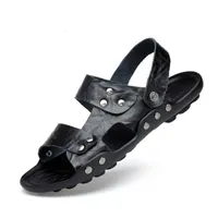 Shoes A6807 Sandals Batch 36-47 Standard Leather Shoes Yards Two-layer Leather Black Blue