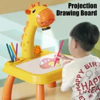 Drawing Painting Supplies Children Drawing Table LED Projector Board Giraffe Hand Writing Painting Desk Kids Educational Learning Toys Boys Girls Gift 230224