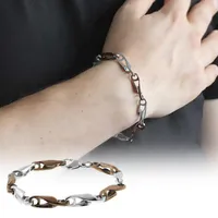 Bangle Tesbihane Chain Design Brown-Silver Color Steel Male Bracelet