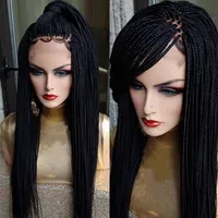 Perruque Long Braided Box Braids Synthetic Lace Front Wigs Blowncolor Micro Braids Wig with AFR277C