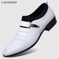 Dress Shoes CARANFIER British Mens Slip On Split Leather Pointed Toe Men Business Wedding Oxfords Formal For Male 230224