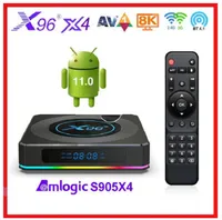 X96 x4 Android 11.0 TV Box Amlogic S905X4 4GB 32GB 64GB Quad Core 2.4G 5G Dual Band WiFi BT 8K Media Player Установите верхние коробки