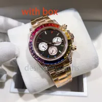 Homens de luxo designer de luxo relógio de negócios de ponta anel arco-íris Tamanho de 41 mm de borracha de aço inoxidável Sapphire Sapphire Glass Waterproof Watch