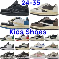 Scarpe per bambini 1 Jumpman 1s TRAVIS Scotts Basketball Sneaker Boys Low 1S Pour Youth Youth Toddler Shoe Bambies Baby Running Children Designer