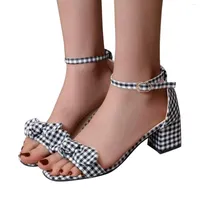 Plataforma de sandalias para mujeres talla 11 Damas Tacón grueso Boca de pescado de diamantes de imitación