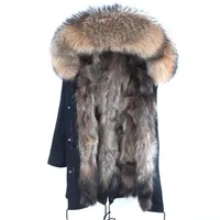 Real Pur Parka Men Jacket Winter Jacket Real Raccoon Fur Coats Capates Nature Raccoon Dog Lining Jacket Man Coat280i
