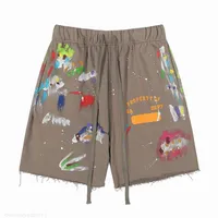 Men's Shorts American Fashion Brand Galleryes Depts Hand-painted Splash Printing Pure Cotton Terry Fog Street 5-point Casual