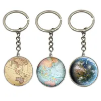 Earth Globe Art Pendant Keychains Gift World Travel Adventurer Key Ring World Map Globe Keychain Jewelry2743