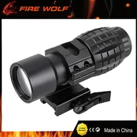 FIRE WOLF Tactical Red Dot Sight Scope 3x Magnifier Fits Dot Sight With Tactical 30mm Flip to Side 90 Degree Weaver Picatinny Moun237p