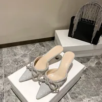 2021 Moda Kadınlar Sandalye Sequins Tasarımcı Ayakkabı Diamond Bow Mach Kadın Balo Elbisesi 6 0cm Yüksek Topuklu Düğün Ayakkabıları En İyi Kalite241s