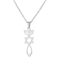 Judaïsme rituel Bougeoir Symbole Collier Religion en acier inoxydable Hexagram Star de David Jesus CHRISTIAN FISH DESIG