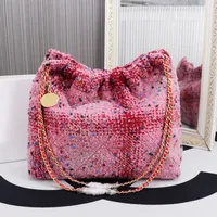 New Garbage bags cloth shopping bag tote handbag small fragrant chain, one-shoulder portable large-capacity Gold pendant