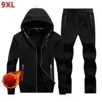 Men's Tracksuits Winter Large size sweater suit male Hooded Fleece with thickened kid size big yards male adolescent set men 9XL 7X 6XL 8XL Z0224