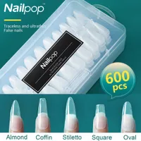 False Nails Nailpop Gel X 팁 짧은 AlmondCoffin Full Cover Acrylic Press 가짜 미국 캡슐 아트 용품 및 도구 230225