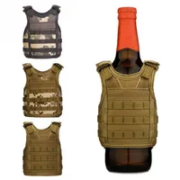 창의적인 전술 맥주 음료 병 쿨러 조끼 Molle Mini Hunting Vests 모델 컵 슬리브 음료 냉각기 조절 가능한 어깨 스트랩 238w
