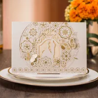 Greeting Cards 10pcspack 3D Butterfly Laser Cut Wedding Invitations Card Kit Flora Carved Wedding Cards Event Party Baptism Invitations Supply J230225