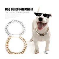 CAR DVR Dog Collars Leashes Pet Fashion Necklace Bly Gold Cain