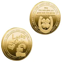 Biliboys Lucky Coin Horseshoe ve Dört Yaprak Yonca Altın Kaplama Hadi ve Hediyeler Yaratıcı Mevcut Metal Hatıra Paraları