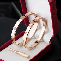 Design Bangles Love Bracelet Women Men Gold Bracelet 4CZ Titanium Steel Bracelets For Lover Silver Rose With Velvet Bag Fashion Luxury