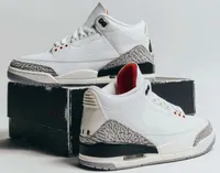 Аутентичные 3 белых цемента переосмысленных обуви 3S OG Summit White/Fire Red-Black-Cement Basketball Sports Sports с оригинальной коробкой DN3707-100