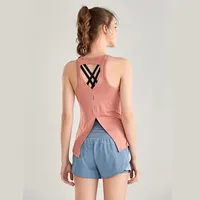 vormgevende outfit lu lu yoga Vest Solid workout Backless Shirts Sports Fitness Tanktop Women Active Wear Mouwloze sexy gym T Shir2570