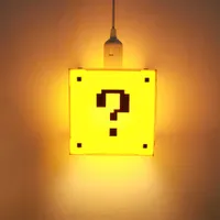 Nachtlichter klassisches Spiel Frage Marke Form Block Hanging Lamp Game Room Beleuchtung Kid Room Dekor Pendelleuchte moderne Deckenbeleuchtung J230225