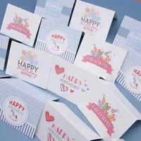 Greeting Cards 10pcs Greeting Cards Happy Birthday Card Folding Type Cartoon Writable Postcard Luxurious DIY Birthday Party Invitation Letters J230225