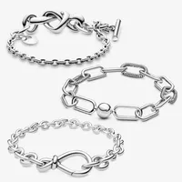 100% 925 Sterling Silver Link Chain Kette Armband Fit Pandora Perlen Charms for Women Geschenk mit Original Box Luxus Designer Schmuckknoten HEAM218H