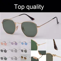 Top Quality 3548N sunglasses men women sunglasses hexagonal flat glass lenses man woman sun glasses with leather case2961