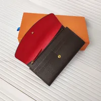 Brand designer wallet Brown plaid wallet luxury purses card holder women Brown flower genuine leather Wallets Holders lady ladies long purse Black flower