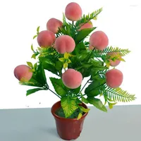 Decorative Flowers Artificial Fruits Peach For Home Decor Fruit Tree Plastic Counterfeit Plants Berries Peaches Decorations Fake Plant