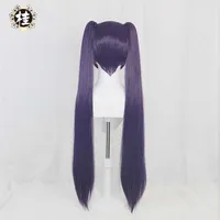 Pre-Uwowo 게임 Genshin Impact Mona Megistus Cosplay Wig Astral Reflection 90cm Purple Twin Tail Y0913330N