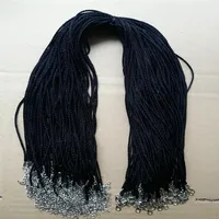100pcs Black high quality Satin Silk Necklace Cord 2 0mm 18&#039;&#039; with 2&#039;&#039; Extension Chain Lead&nickel 256M