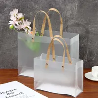 Gift Wrap Frosted Bags Plastic Gift Bags with Handles Gift Wrapping Flower Package Bag Decor Supplies Highquality Translucent Tote