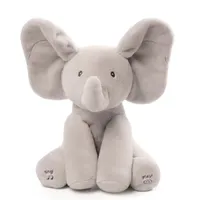 Plush Dolls Hide And Seek Elephant Baby Animal Plush Toy Ears Move Electric Music Toy Play Games Talking Singing Dolls for Toddlers Gift 230225