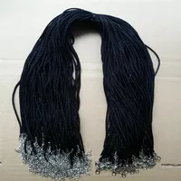 100pcs Black high quality Satin Silk Necklace Cord 2 0mm 18&#039;&#039; with 2&#039;&#039; Extension Chain Lead&nickel 237w